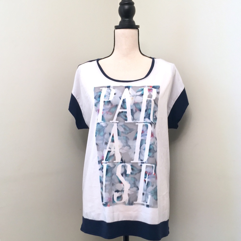 Apt. 9 · Paradise Sheer Short Sleeve Shirt Sz M